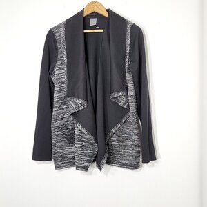 🍃L Joe Fresh Women's Black and Gray Open Front Sweater🍃